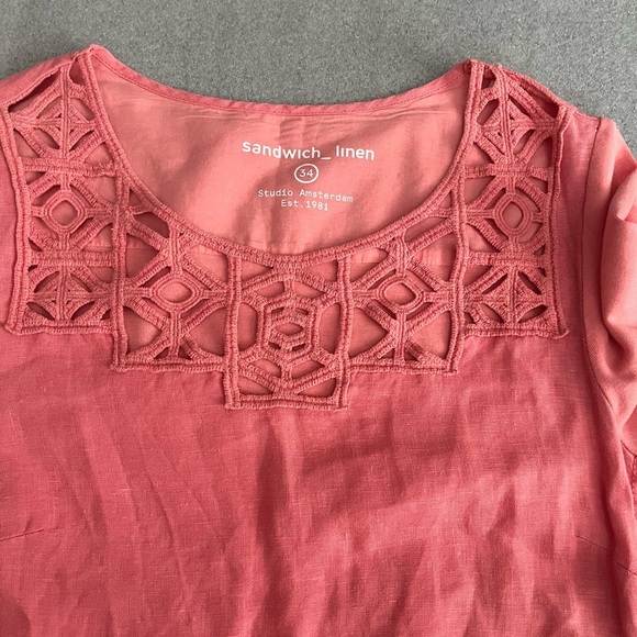 [34/S]Sandwich Linen Spiced Coral LS Shift Dress - Picture 5 of 10